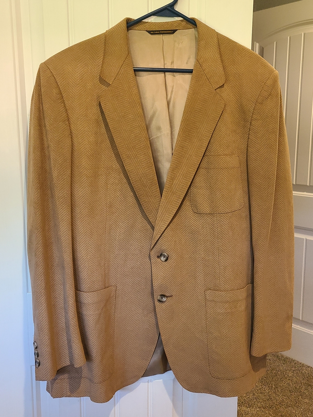 Men's Tan Ultra Suede Herringbone Blazer - Classic Single-Breasted Jacket